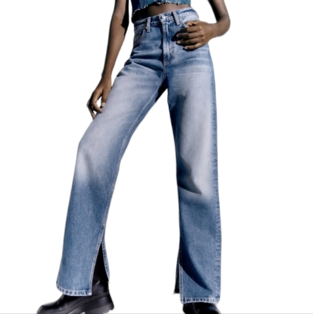 ZARA Wide leg split jeans NWT